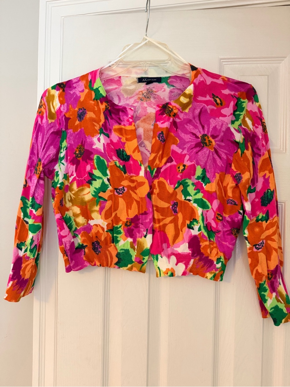 Anne Klein Pink, Orange & Green Floral Button-Down Top